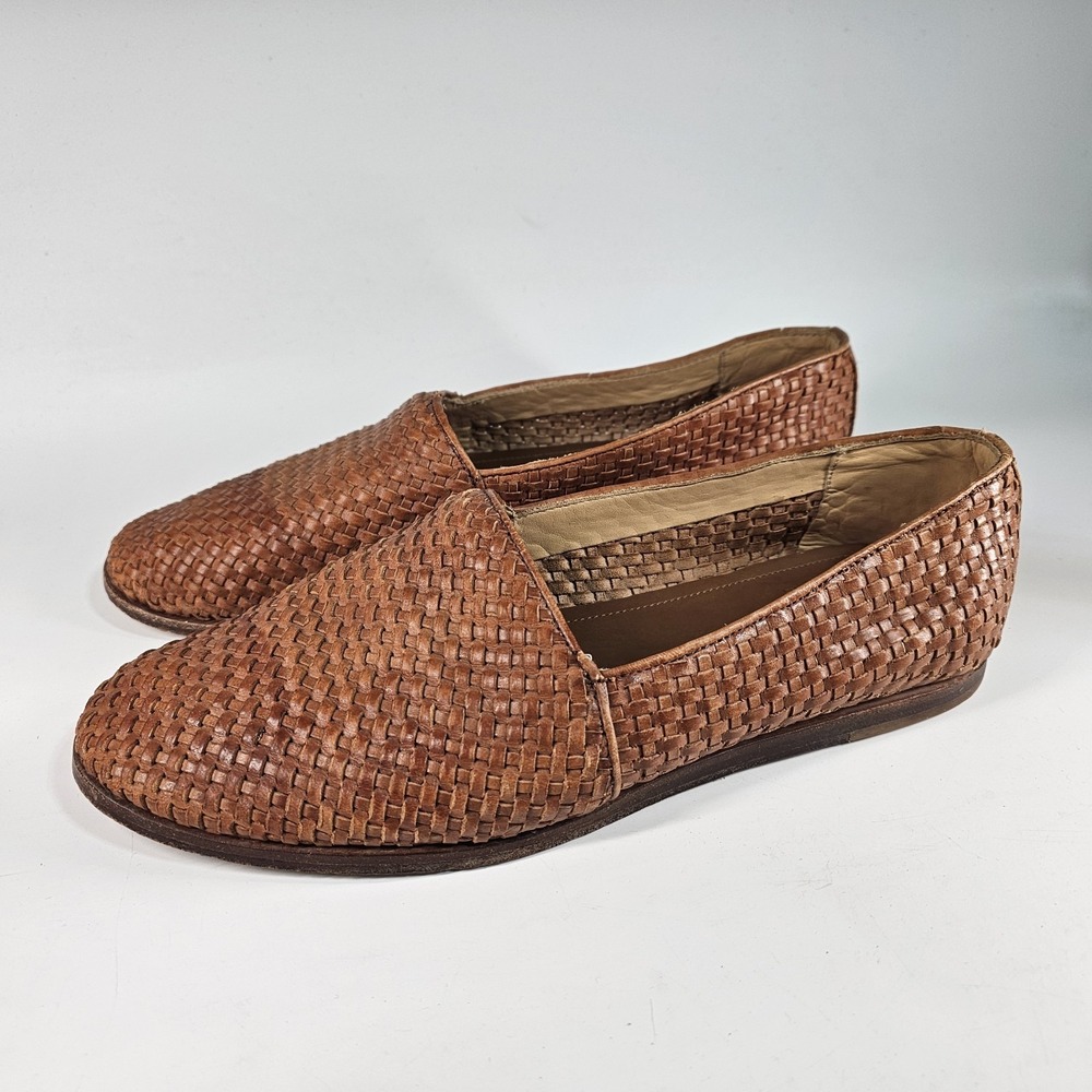 Nisolo Alejandro Loafers Mens 11.5 Tan Woven Leather Casual Slip On Intrecciato